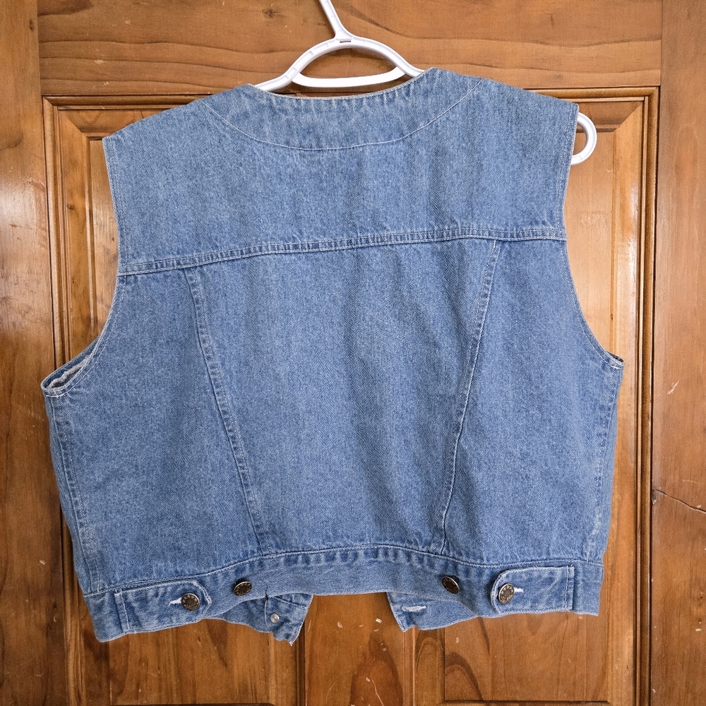 Sugar Blues 100% Cotton Vintage Jean Trucker Vest Womens Sz Large EUC - Picture 6 of 7